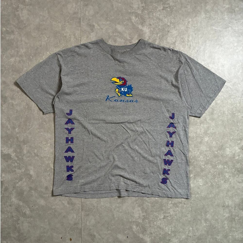 90s Vintage Kansas Jayhawks Grey T-Shirt -XXL